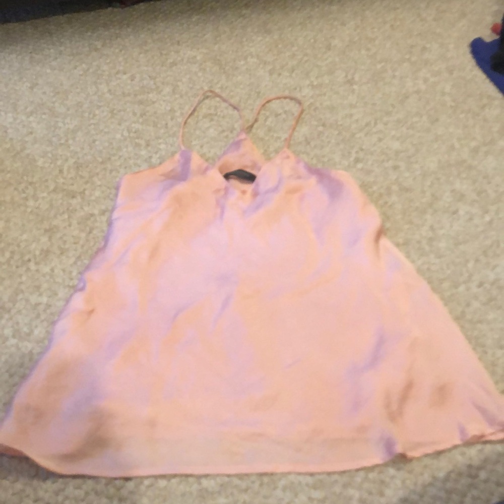 Pink satin-like tank top small